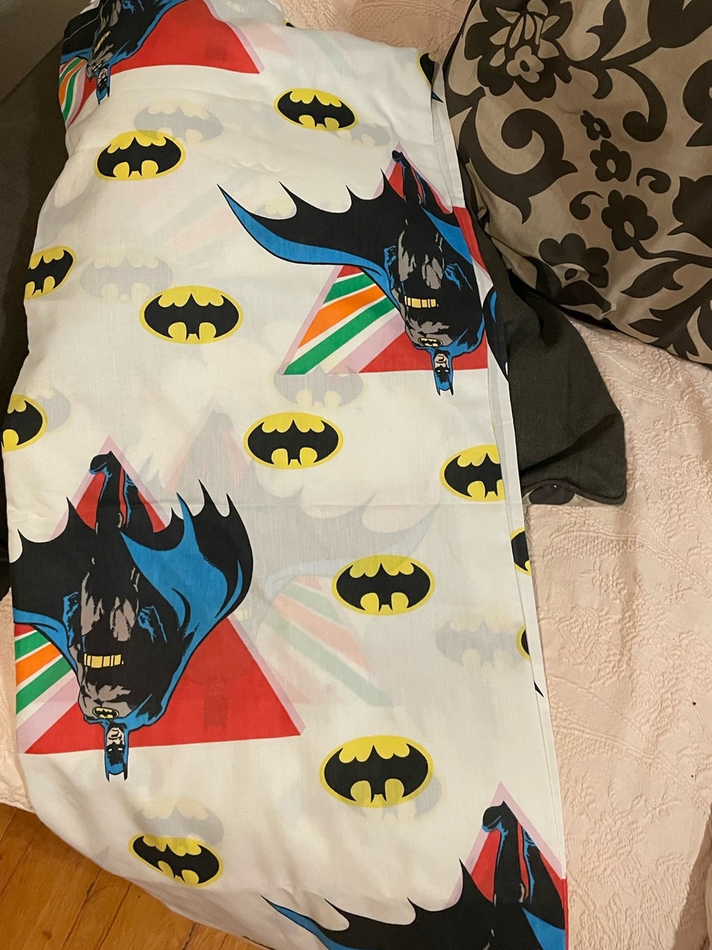 Vintage 1989 Batman Twin sheet flat sheet DC Comics Bat Signal